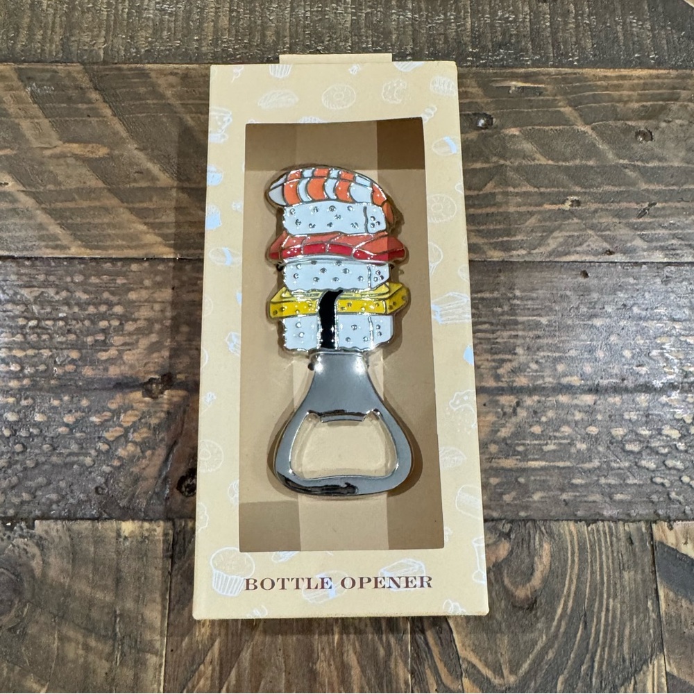 Sushi Stack Bottle Opener. Silver. New